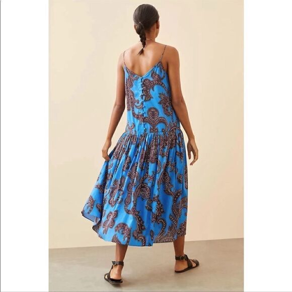 Anthropologie x ATSU Flounced Paisley Midi Dress Size XS - Picture 8 of 10
